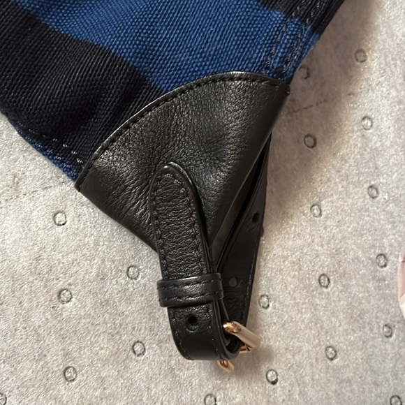 Burberry Medium Canvas Check Overdye Chiltern Backpack in Ultramarine Blue/Gold - Picture 8 of 11